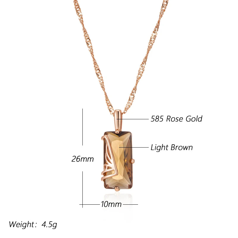 Light Brown Natural Zircon Pendant Necklace for Women