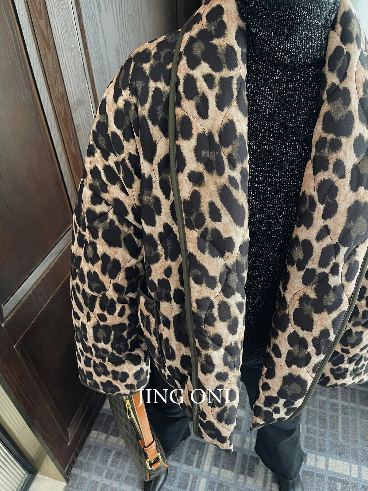 Leopard Short Padding Luxury Jacket Winter Woman