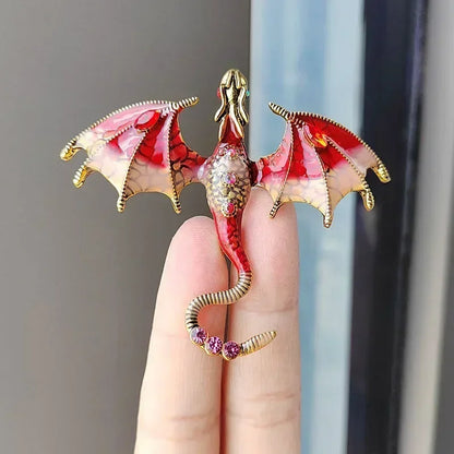 Retro Enamel Dragon Brooches for Women