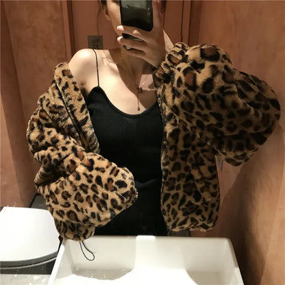 Winter Leopard Print Jacket Women