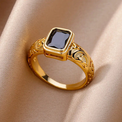 Women Luxury Vintage Stainless Steel Ring