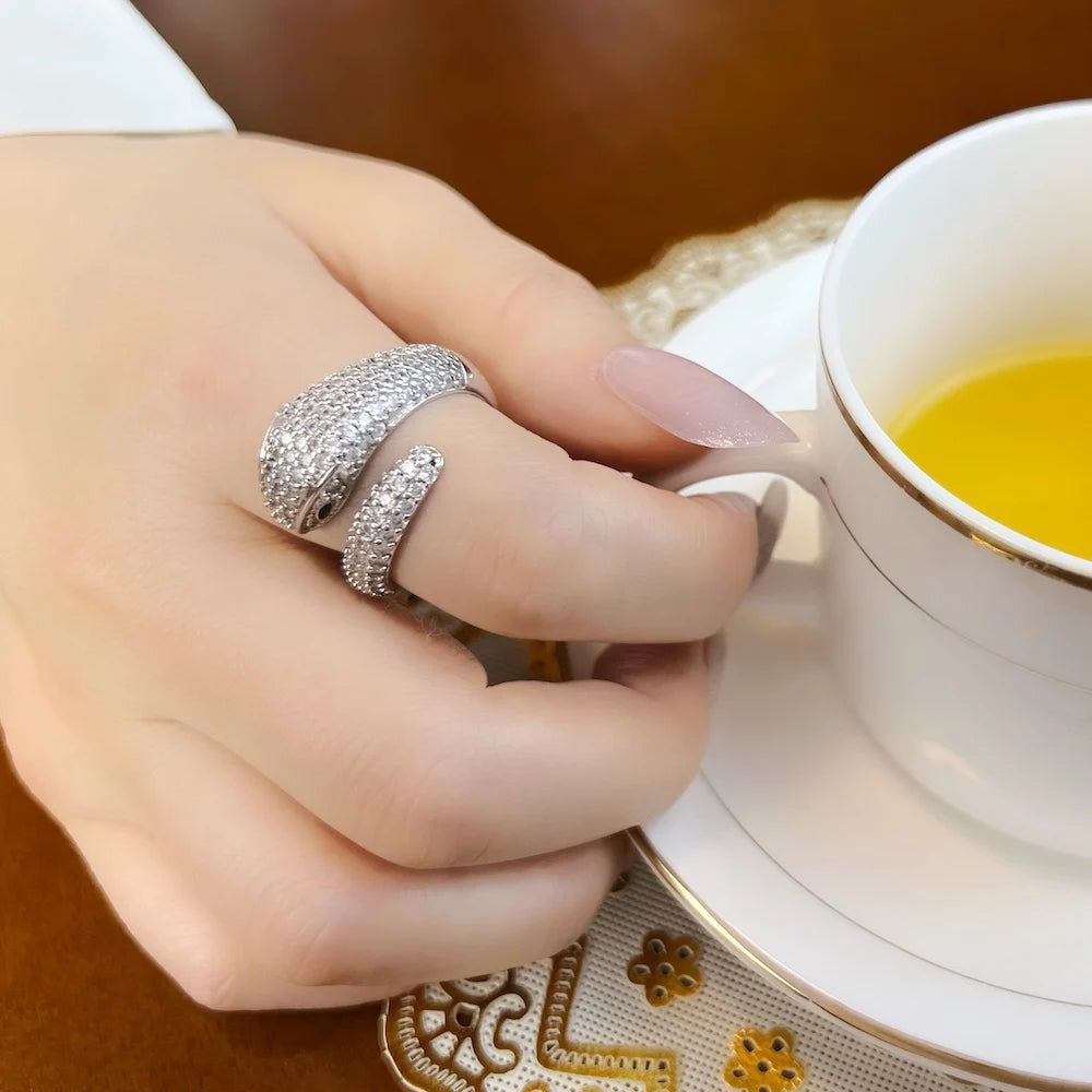 Snake Pave White Rings Jewel For Women