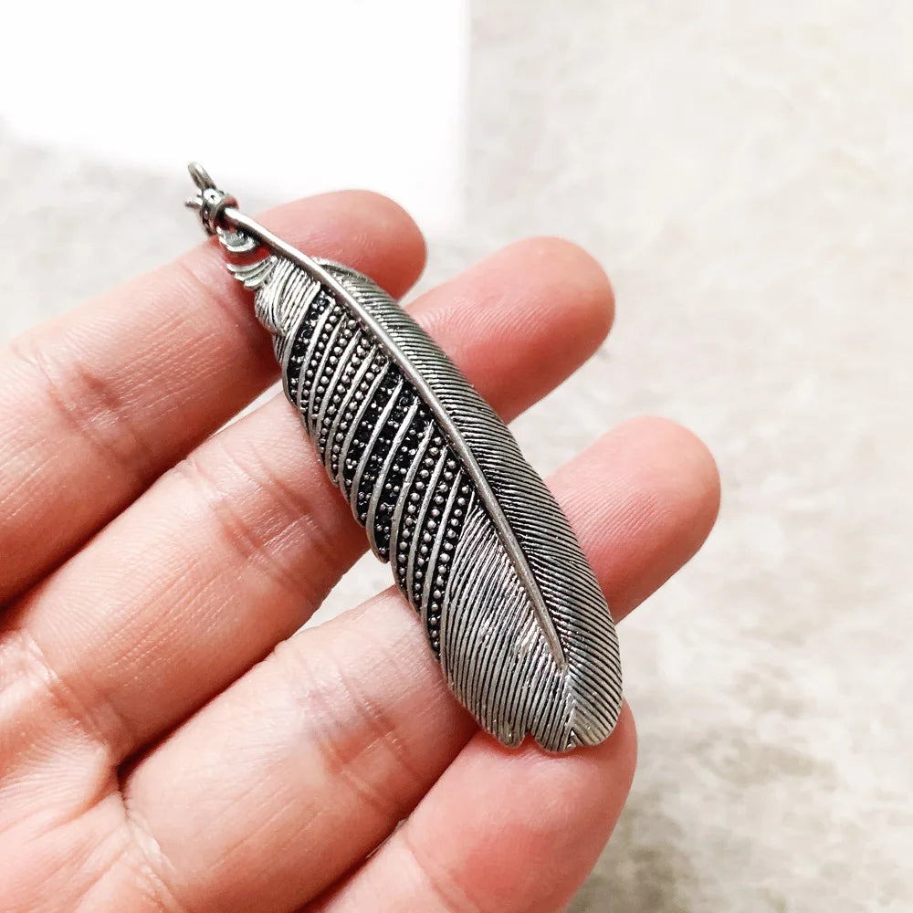 Pendant Black Feather For Women Men