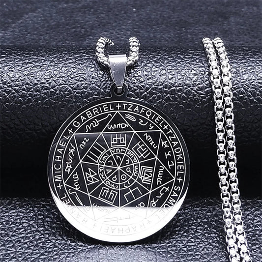 Seven Archangels Amulet Stainless Steel Necklaces Men