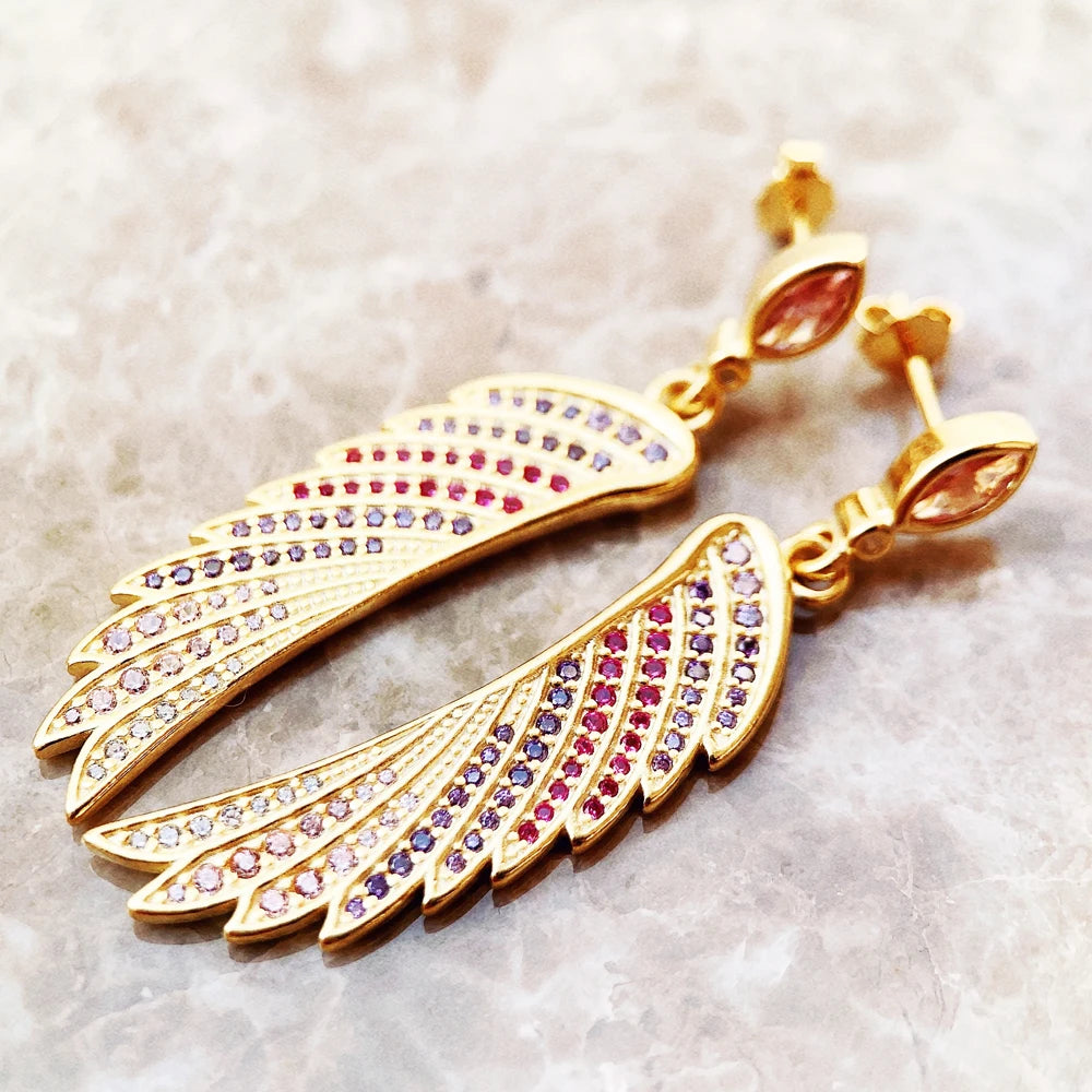 Earrings Gold-Coloured Hummingbird Wing Jewelry For Women