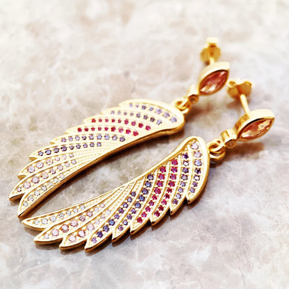 Earrings Gold-Coloured Hummingbird Wing Jewelry For Women