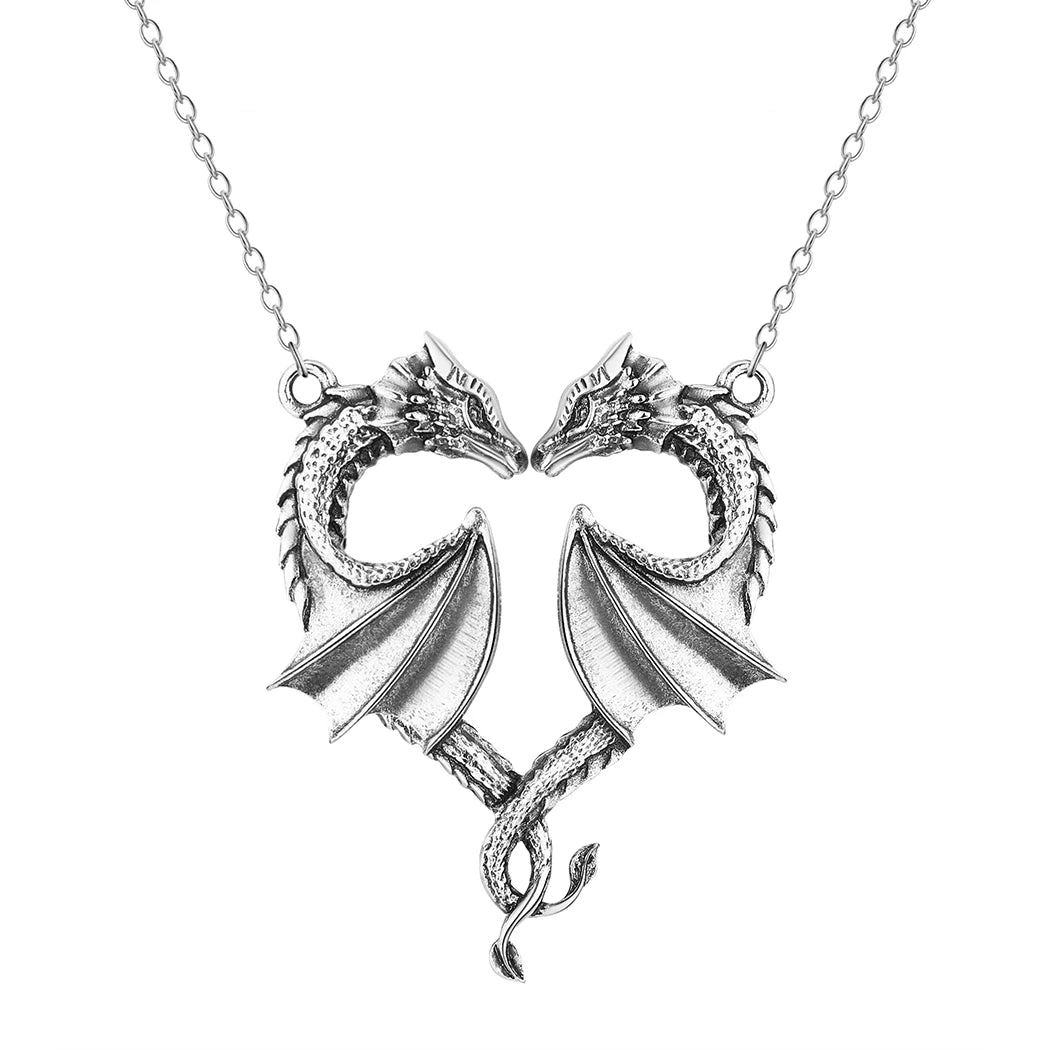 Dragon Necklace Heart Shape Love Symbol Pendant Jewelry Pendant Necklace