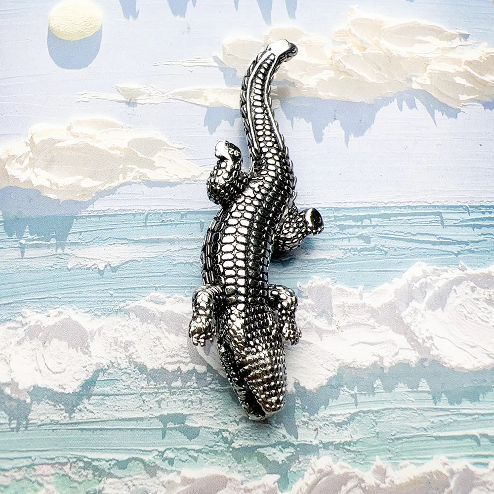 Pendant Crocodile Black Stones For Men