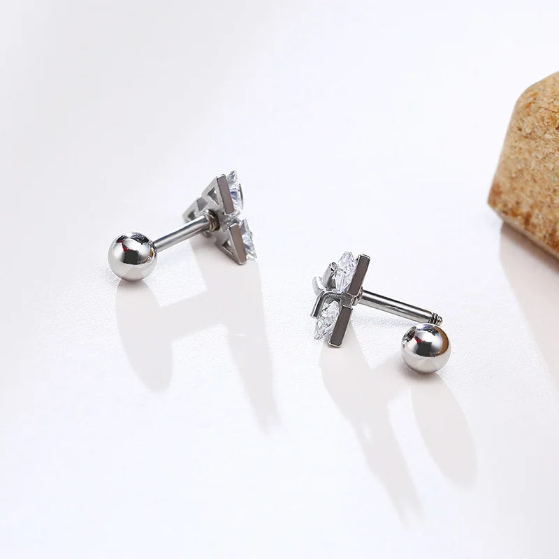 Men Stud Earring Triangle Pierced Stud Earrings Stainless Steel