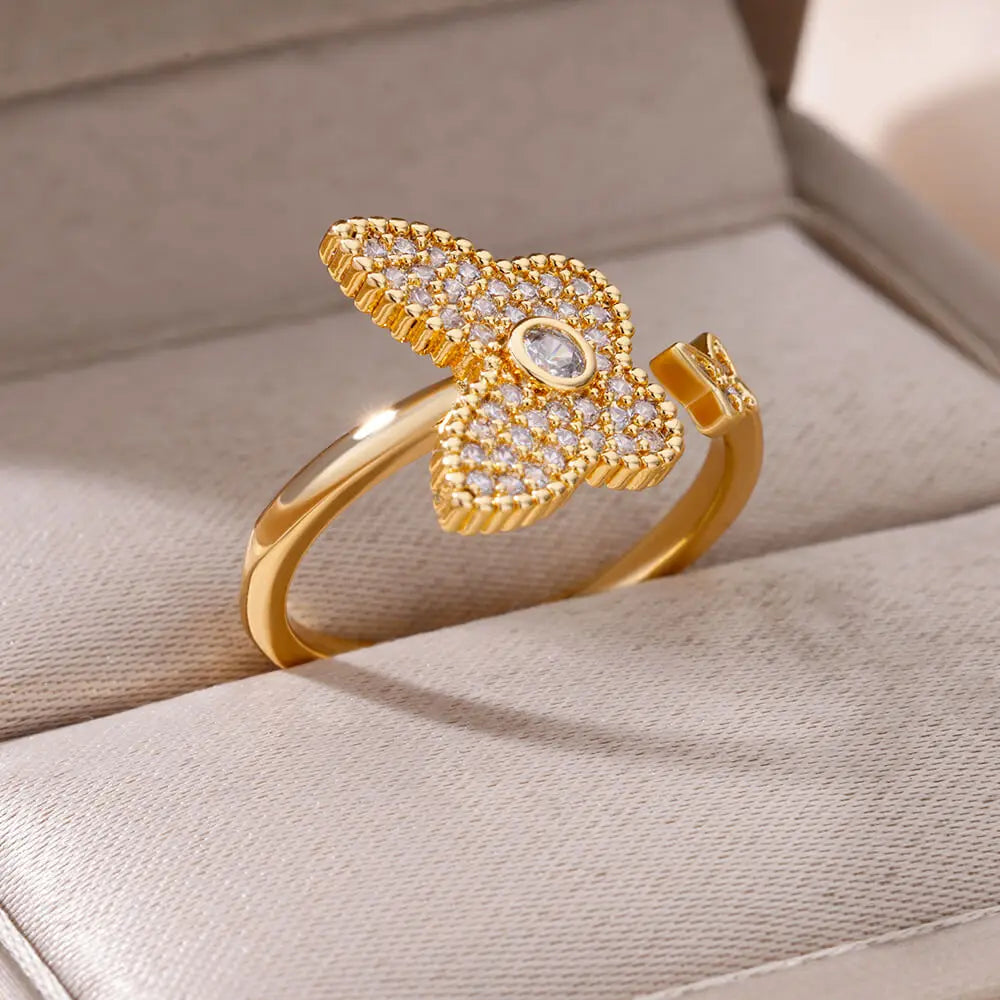 Gold Color Stainless Steel Ring for Women