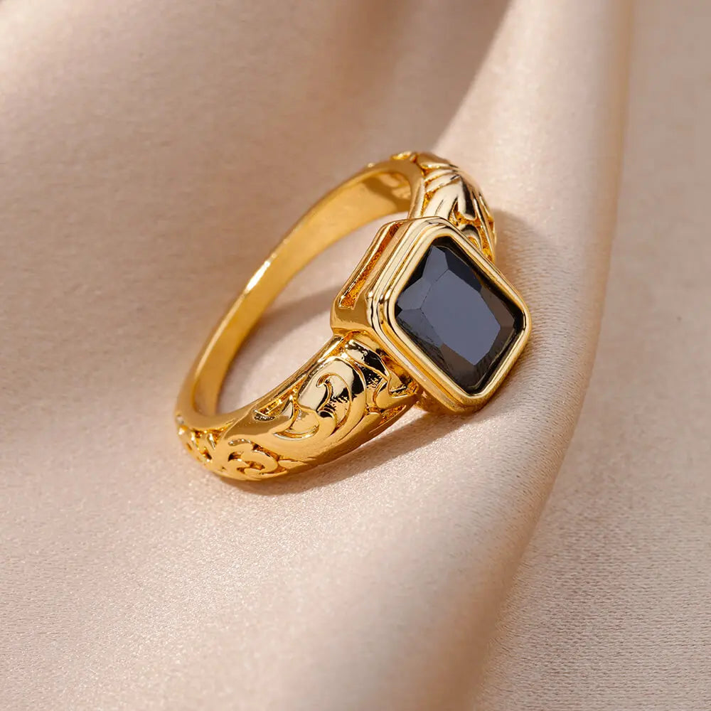 Women Luxury Vintage Stainless Steel Ring