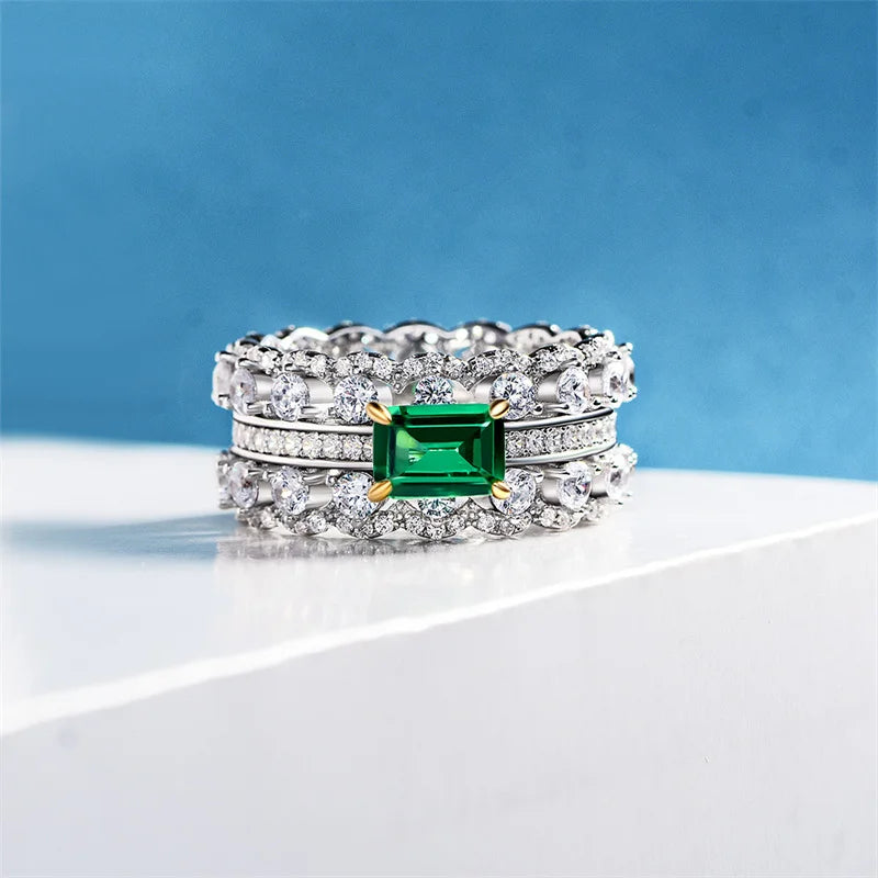 Gold/Silver Imitation Ring - Green