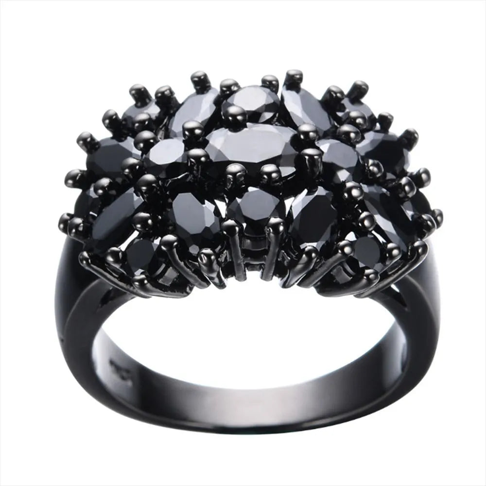 Unique Female Black Oval Rings Vintage