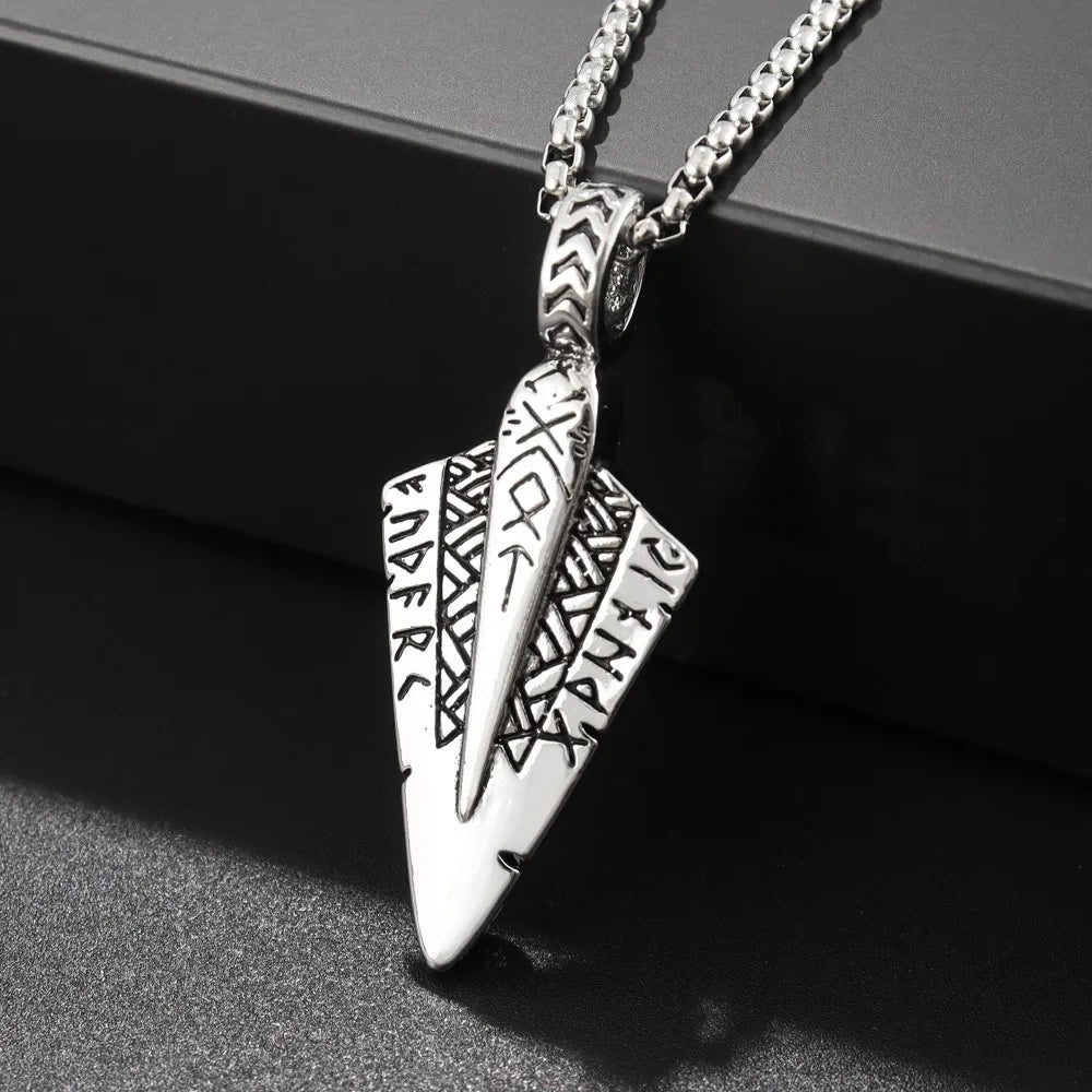 Vintage Viking Rune Spear Pendant Charm Men's Necklace