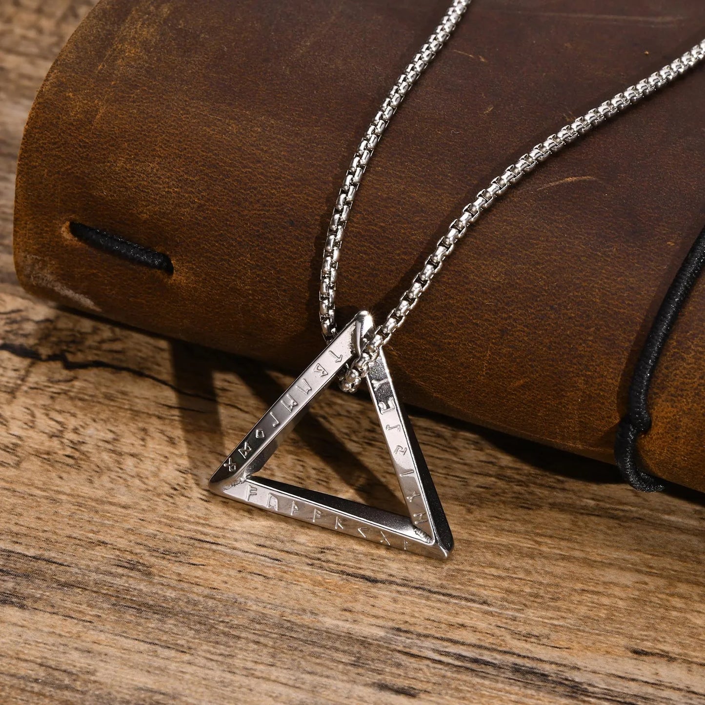 Viking Pendant Men - Twisted Stainless Steel Triangle Charm