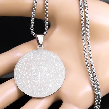 Seven Archangels Amulet Stainless Steel Necklaces Men