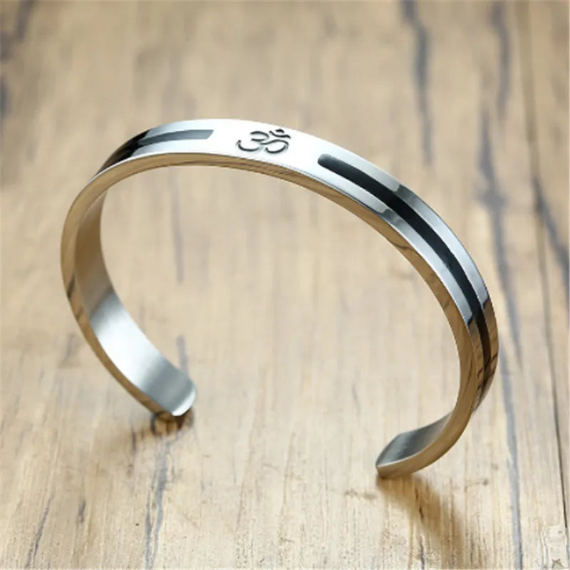 Men's OM Ohm Aum India Cuff Bangles Bracelets for Men