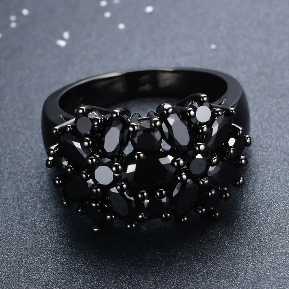 Unique Female Black Oval Rings Vintage