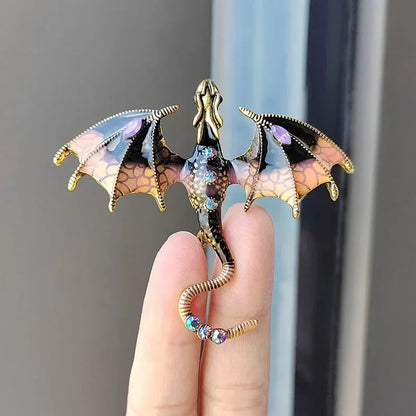 Retro Enamel Dragon Brooches for Women