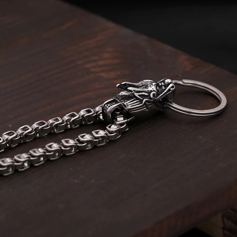 Dragon Head Keychain Pendant For Men Stainless Steel