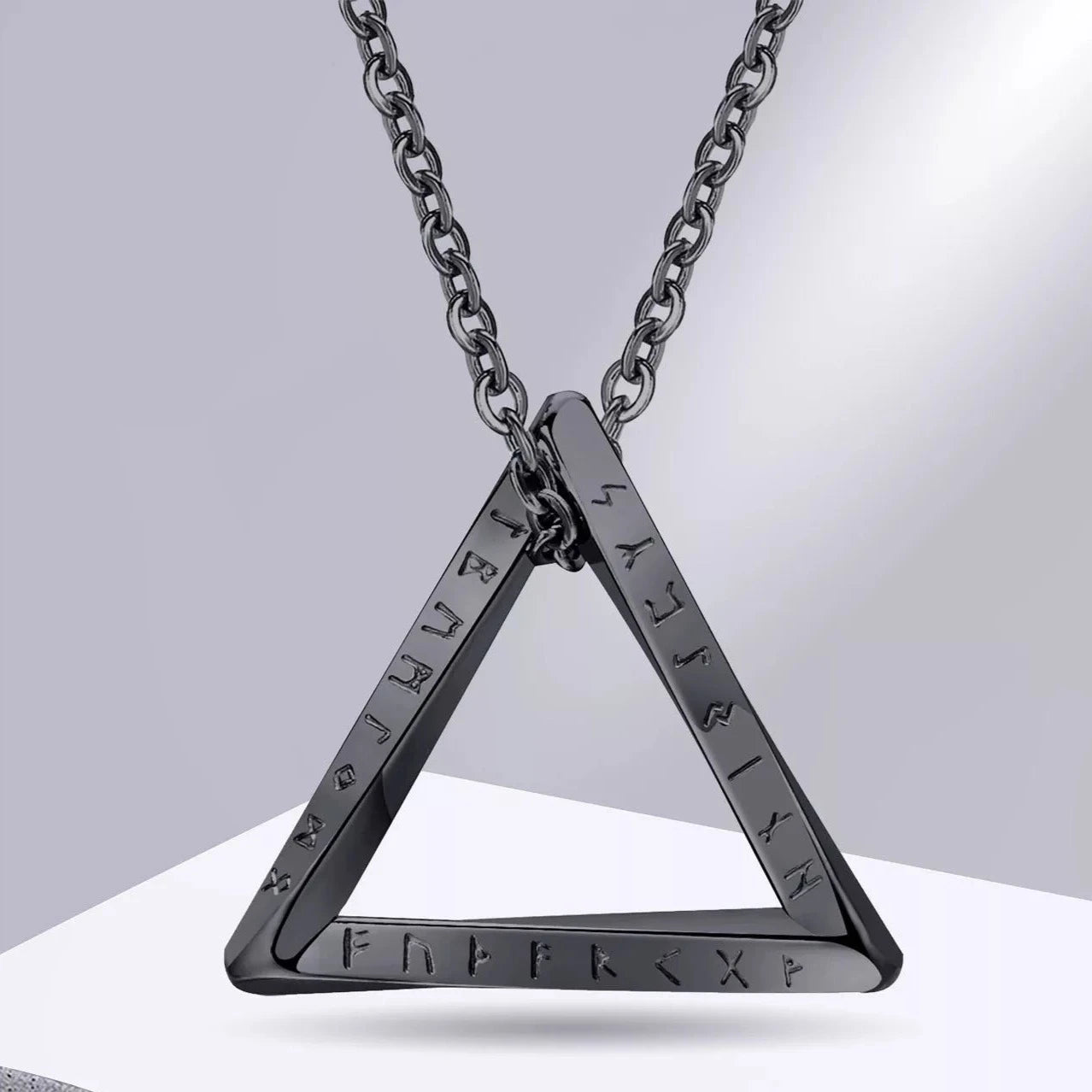 Viking Pendant Men - Twisted Stainless Steel Triangle Charm